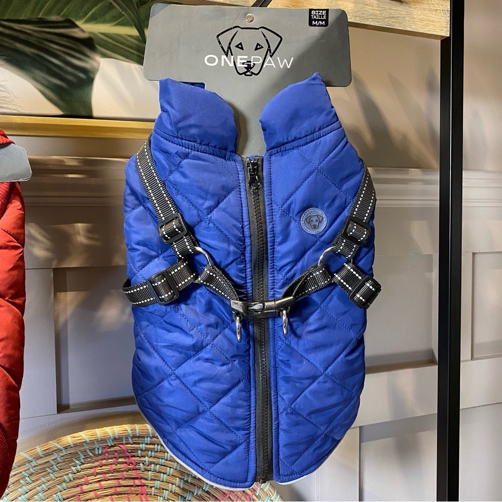 New ONEPAW Quilted Dog Vest Harness Blue - Size M